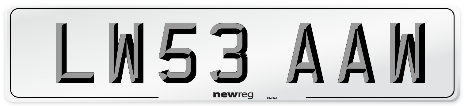 LW53 AAW Number Plate from New Reg